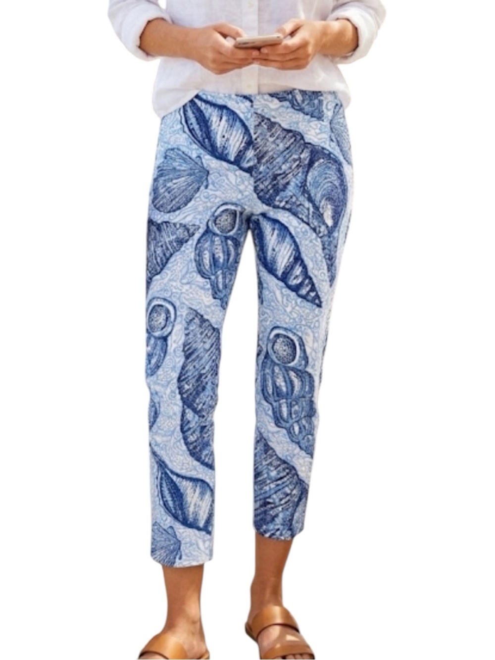Lilly Pulitzer Resort Fit Pants Size 4 Blue White Seashell Coastal Cropped
U